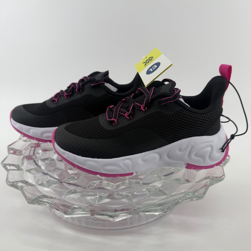 All in Motion Camren Kids Sneakers Black Pink Size 13 Cushion IQ Toe Shield NEW